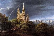 Karl friedrich schinkel Gothic Cathedral with Imperial Palace Germany oil painting artist